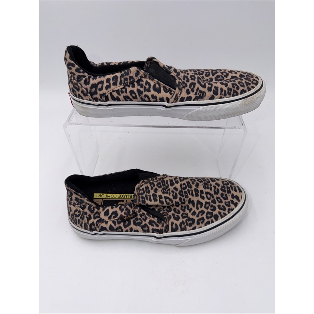 Vans Leopard Print‎ Slip-On Shoes Women's Size 6.0 Deluxe Comfort  Ortholite